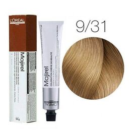 Крем-фарба для волосся L'Oreal Professionnel Majirel 9.31 Дуже світлий блондин золотисто-попелястий, 50 мл, Об'єм: 50 мл, Номер краски: 9.31, фото 