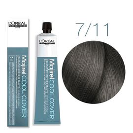 Стійка фарба для волосся L'Oreal Professionnel Majirel Cool Cover 7.11, Блондин попелястий інтенсивний, 50 мл, Об'єм: 50 мл, Номер краски: Cool Cover 7.11, фото 