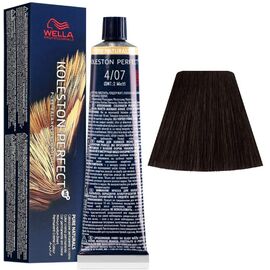 Фарба для волосся Wella Professionals Koleston Perfect ME+ Pure Naturals 4/07, Шатен натуральний коричневий, 60 мл, Номер краски: 4/07, фото 
