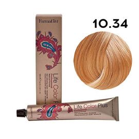 Стійка крем-фарба FarmaVita Life Color Plus 10.34, Платиновий золотистий мідний блондин, 100 мл, Номер краски: 10.34, фото 