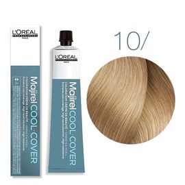 Стійка фарба для волосся L'Oreal Professionnel Majirel Cool Cover 10, Дуже-дуже світлий блондин, 50 мл, Об'єм: 50 мл, Номер краски: Cool Cover 10, фото 