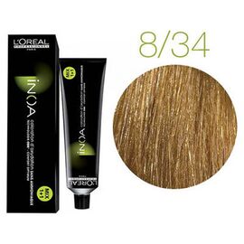 Фарба без аміаку L'Oreal Professionnel Inoa 8.34, Світлий блондин золотисто-мідний, 60 мл, Номер краски: 8.34, фото 