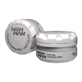 Тонуючий крем-віск для укладання волосся Nishman Coloring & Styling Wax C1 Light Silver, 150 мл, фото 