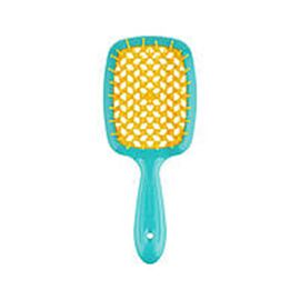 Гребінець Janeke Superbrush The Original Italian Desing бірюзовий з жовтим, фото 