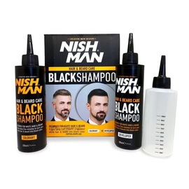 Шампунь для маскування сивини Nishman Hair & Beard Care Black Shampoo Bundle, 2*200 мл, фото 