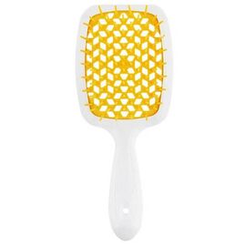Гребінець Janeke Superbrush The Original Italian Patent білий з жовтим, фото 