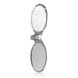 Щітка для волосся срібна з дзеркалом, 17,5х5,5х2,5 см Janeke Folding Hair-Brush With Mirror, фото 