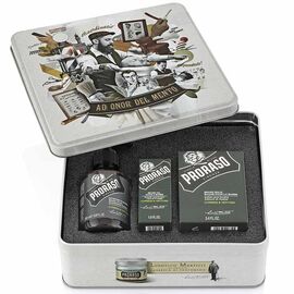 Набір для бороди в металевій коробці Proraso Cypress & Vetyver Beard Kit, shm/200ml + balm/100ml+oil/30ml, фото 