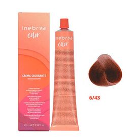 Крем-фарба для волосся Inebrya Color 6/43 Темно-русявий мідно-золотистий з вмістом аміаку, 100 мл, Номер краски: 6/43, фото 
