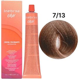 Крем-фарба для волосся Inebrya Color 7/13 Русявий попелястий золотистий з вмістом аміаку, 100 мл, Номер краски: 7/13, фото 