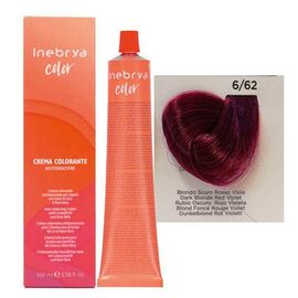Крем-фарба для волосся Inebrya Color 6/62 Темний блондин червоно-фіолетовий, 100 мл, Номер краски: 6/62, фото 