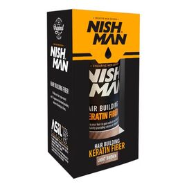 Пудра для залисин Nishman Hair Building Keratin Fiber light brown  світло-коричнева 21г, фото 