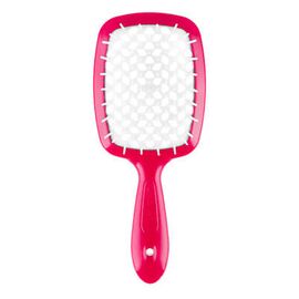 Гребінець Janeke Superbrush The Original Italian Patent малиновий з білим, фото 