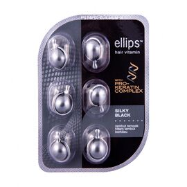 Вітаміни для волосся "Шовкова ніч" з про-кератиновим комплексом Ellips Hair Vitamin Silky Black With Pro-Keratin Complex,6*1 мл, Об'єм: 6*1 мл, фото 
