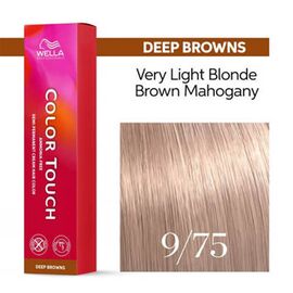 Безаміачна фарба для волосся Wella Professionals Color Touch Deep Browns 9/75, Дуже світлий блондин коричневий махагоновий, 60мл., Номер краски: 9/75, фото 