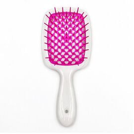 Гребінець Janeke Superbrush The Original Italian Patent Small білий з фуксією, фото 