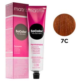 Стійка фарба для волосся Matrix SoColor Pre-Bonded 7C, Блондин Мідний, 90 мл, Номер краски: 7C, фото 