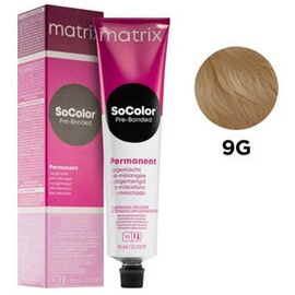 Стійка фарба для волосся Matrix SoColor Pre-Bonded 9G, Дуже Світлий Блондин Золотистий, 90 мл, Номер краски: 9G, фото 