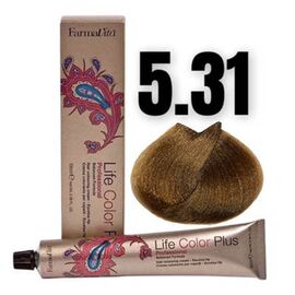 Стійка крем-фарба FarmaVita Life Color Plus 5.31, Світло-каштановий золотисто-попелястий, 100 мл, Номер краски: 5.31, фото 