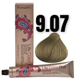 Стійка крем-фарба FarmaVita Life Color Plus 9.07, Холодний дуже світлий блондин, 100 мл, Номер краски: 9.07, фото 