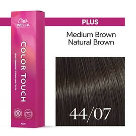 Інтенсивна тонуюча крем-фарба для волосся Wella Professionals Color Touch Plus 44/07, Шатен натурально-коричневий 60 мл, Номер краски: 44/07, фото 