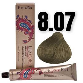 Стійка крем-фарба FarmaVita Life Color Plus 8.07, Холодний світлий блондин, 100 мл, Номер краски: 8.07, фото 
