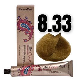 Стійка крем-фарба FarmaVita Life Color Plus 8.33, Насичений світлий блондин золотистий,  100 мл, Номер краски: 8.33, фото 