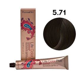 Стійка крем-фарба FarmaVita Life Color Plus 5.71, Середній коричневий попелястий кашемір, 100 мл, Номер краски: 5.71, фото 