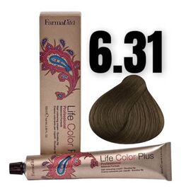 Стійка крем-фарба FarmaVita Life Color Plus 6.31, Темний блондин золотисто-попелястий, 100 мл, Номер краски: 6.31, фото 