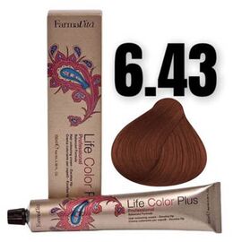 Стійка крем-фарба  FarmaVita Life Color Plus 6.43, Темний блондин мідно-золотистий, 100 мл, Номер краски: 6.43, фото 