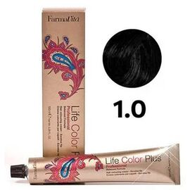 Стійка крем-фарба Farmavita Life Color Plus 1.0, Чорний, 100 мл, Номер краски: 1.0, фото 