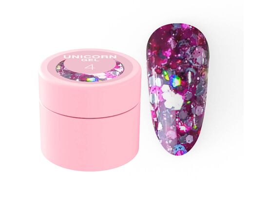 Блискітки для нігтів Luna Unicorn Gel № 4 5ml, Колекція гелів: Unicorn Gel, Номер: 4, фото 