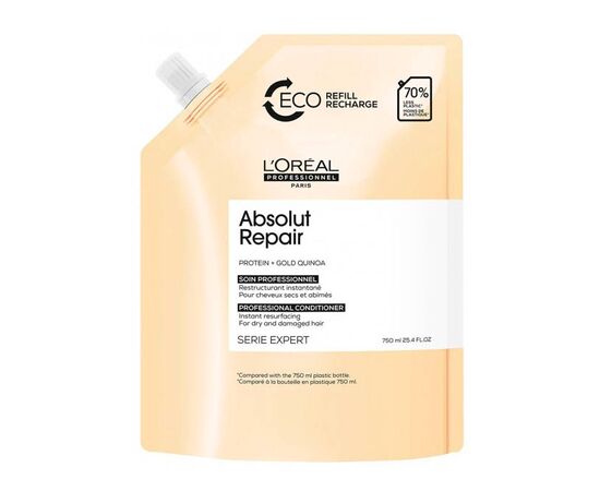 Кондиціонер L'Oreal Professionnel Serie Expert Absolut Repair Gold Quinoa + Protein Conditioner для пошкодженого волосся, рефіл формат 750 мл, фото 