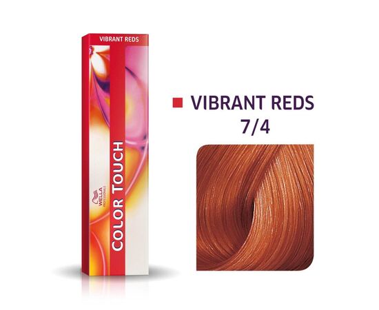 Безаміачна фарба для волосся Wella Professionals Color Touch Vibrant Reds 7/4, Блондин мідний, 60мл., Номер краски: 7/4, фото 
