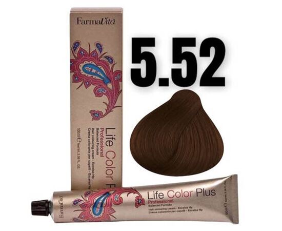Стійка крем-фарба  FarmaVita Life Color Plus 5.52, Світло-каштановий шоколадний, 100 мл, Номер краски: 5.52, фото 