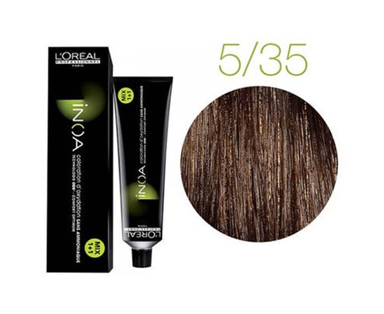 Фарба без аміаку L'Oreal Professionnel Inoa 5.35, Світлий шатен золотистий червоне дерево, 60 мл, Номер краски: 5.35, фото 