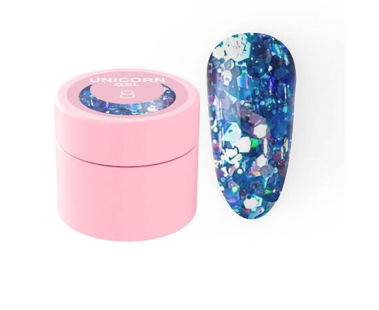 Блискітки для нігтів Luna Unicorn Gel № 8 5ml, Колекція гелів: Unicorn Gel, Номер: 8, фото 
