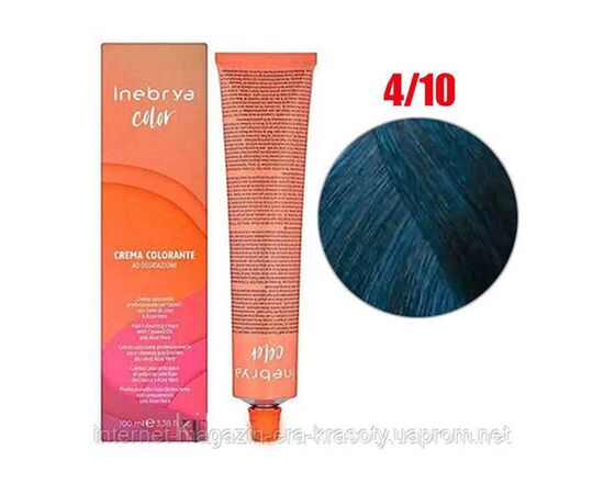 Крем-фарба Inebrya Color 4/10 Каштановий синій , 100 мл, Номер краски: 4/10, фото 
