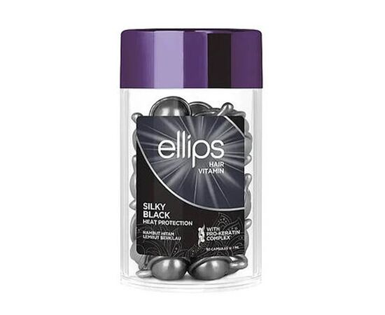 Вітаміни для волосся "Шовкова ніч" з про-кератиновим комплексом Ellips Hair Vitamin Silky Black With Pro-Keratin Complex,20*1 мл, фото 