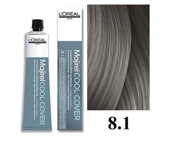 Стійка фарба для волосся L'Oreal Professionnel Majirel Cool Cover 8.1,Світлий блондин попелястий 60 мл, Об'єм: 60 мл., Номер краски: Cool Cover 8.1, фото 