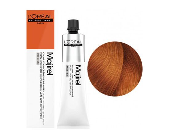 Крем-фарба для волосся L'Oreal Professionnel Majirel 7.44, Блондин мідний інтенсивний, 60 мл, Об'єм: 60 мл., Номер краски: 7.44, фото 
