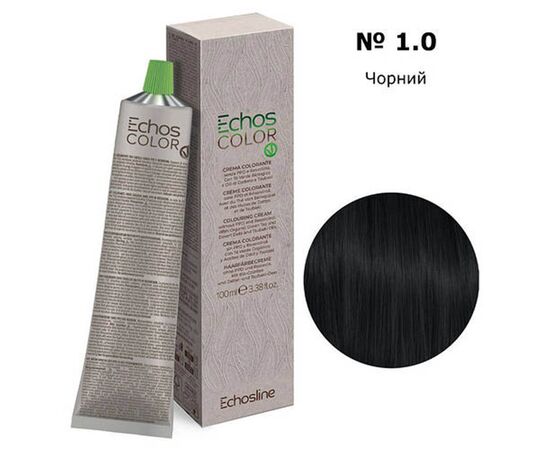 Крем-фарба для волосся Echosline Echos Color Colouring Cream, 1.0 Чорний інтенсивний, 100 мл, Номер краски: 1.0, фото 