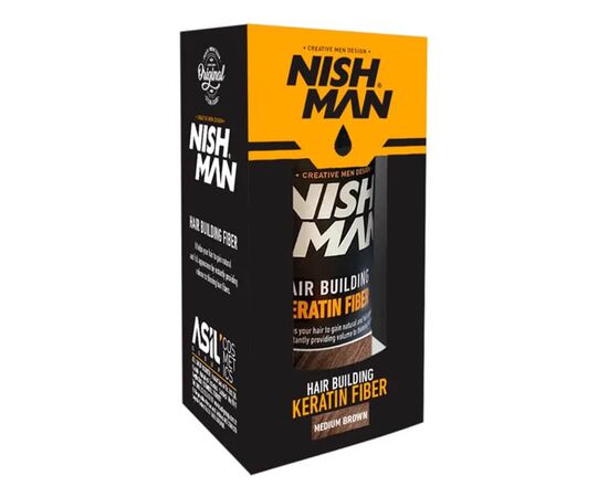 Пудра для залисин Nishman Hair Building Keratin Fiber medium brown коричнева 21г, фото 