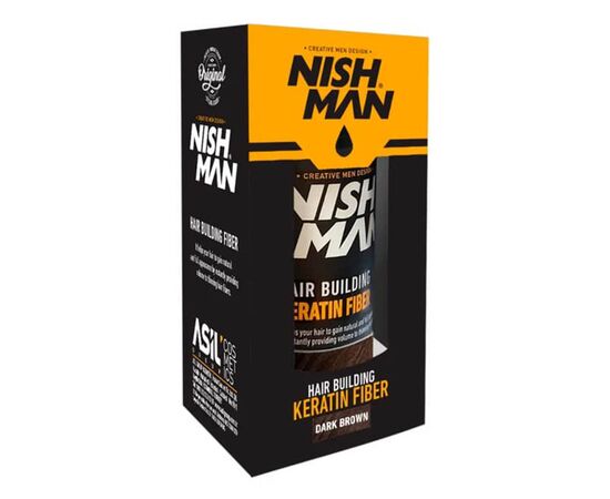 Пудра для залисин Nishman Hair Building Keratin Fiber dark broswn темно-коричнева 21г, фото 