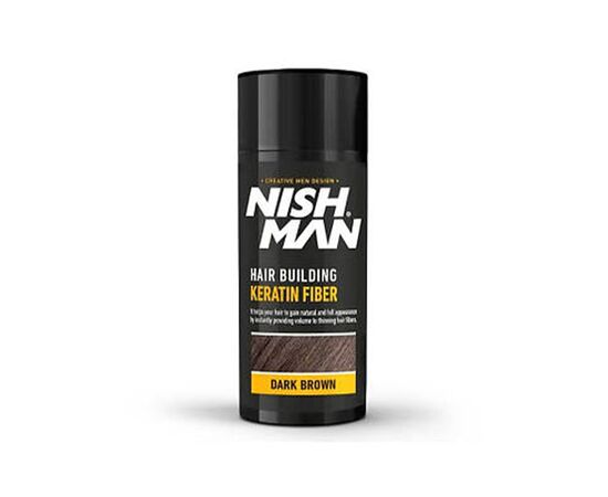 Пудра для залисин Nishman Hair Building Keratin Fiber dark broswn темно-коричнева 21г, фото , изображение 2