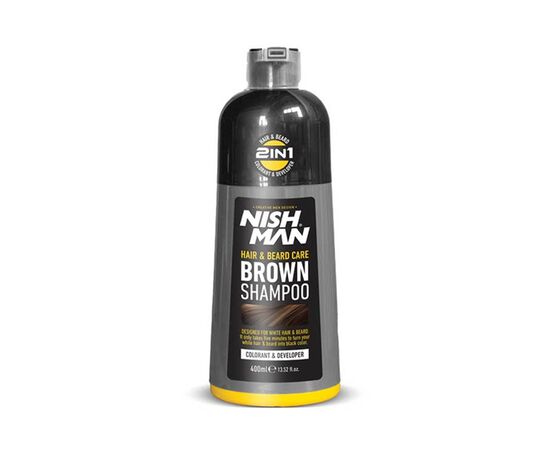 Шампунь-фарба для волосся, бороди та вусів Nishman Hair Bear Care Dark Brown Shampoo Коричневий, 400 мл, фото , изображение 2