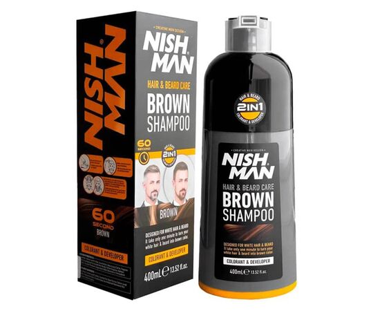Шампунь-фарба для волосся, бороди та вусів Nishman Hair Bear Care Dark Brown Shampoo Коричневий, 400 мл, фото 