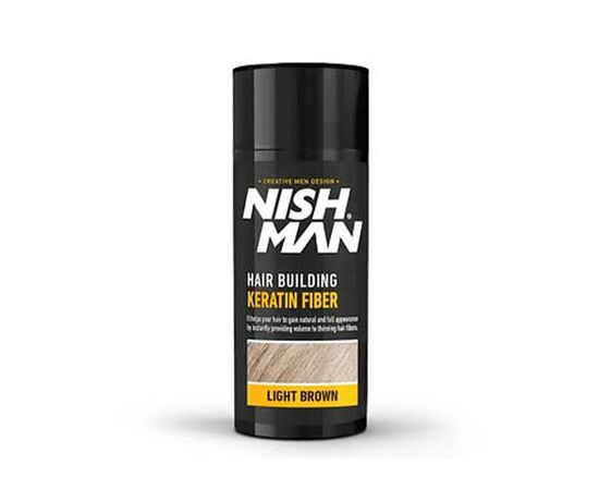 Пудра для залисин Nishman Hair Building Keratin Fiber light brown  світло-коричнева 21г, фото , изображение 2
