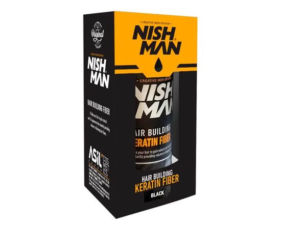 Пудра для залисин Nishman Hair Building Keratin Fiber black  чорна 21г, фото 