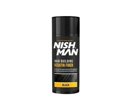 Пудра для залисин Nishman Hair Building Keratin Fiber black  чорна 21г, фото , изображение 2